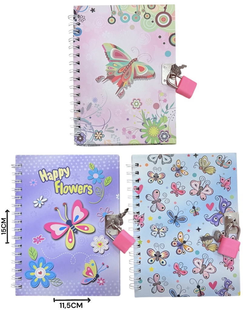 Diario Mariposa Con Candado