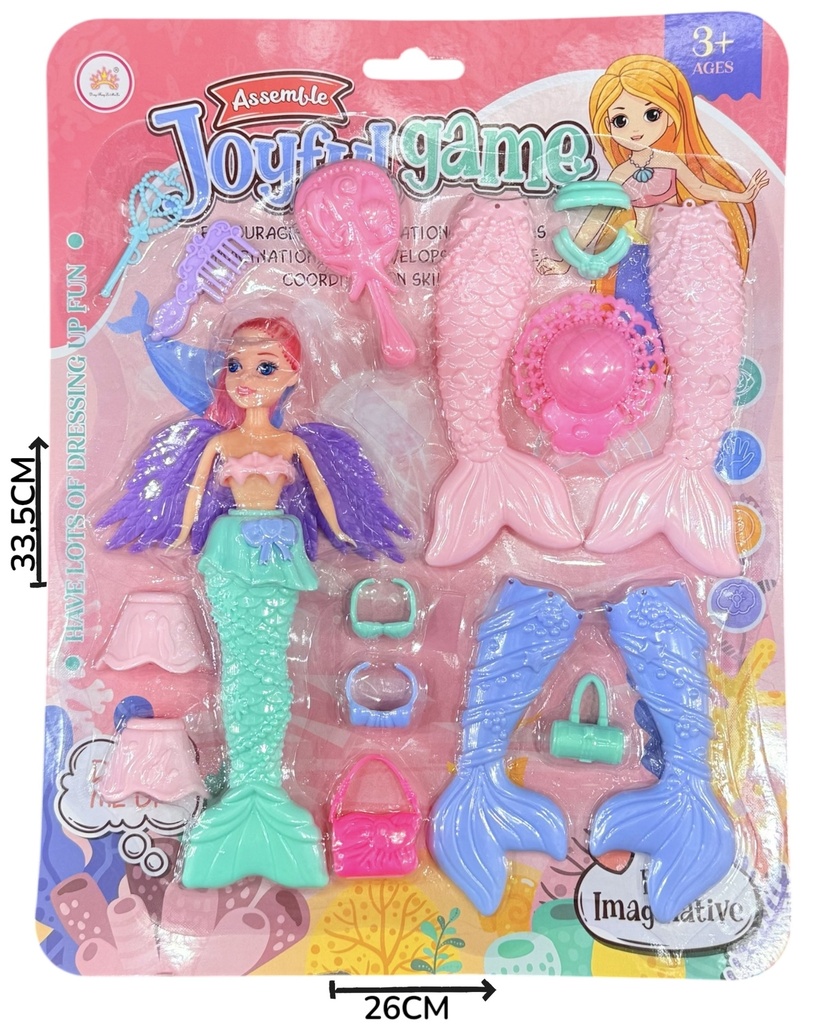 Muñeca Sirena Con Accesorios En Blister
