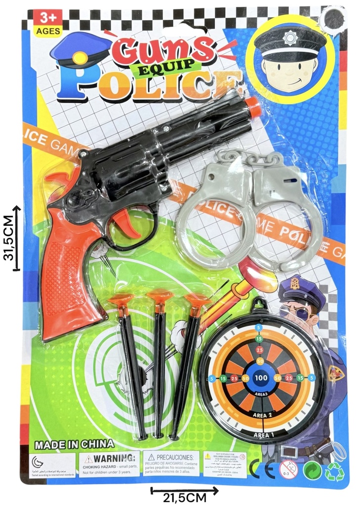 Set De Policia Con Lanza Dardos Y Esposas En Blister