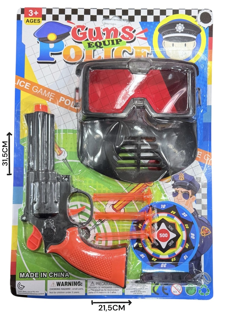 Set De Policia Con Lanzadardos Y Mascara En Blister