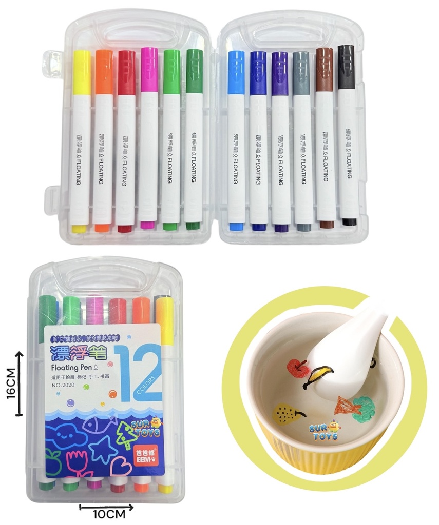Marcadores para Dibujos Flotantes x12 En Estuche Plastico