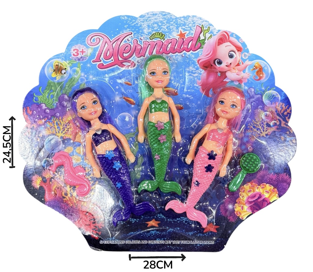 Muñeca Sirena x3 En Blister