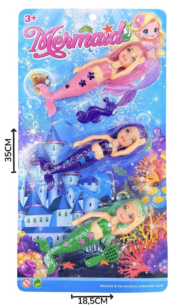 Muñeca Sirena x3 En Blister