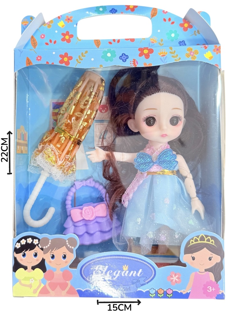 Muñeca Con Paragua Y Accesorios En Caja