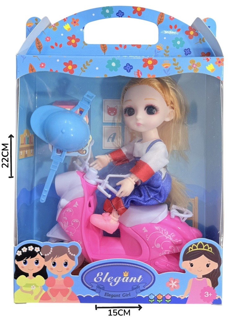 Muñeca En Moto Con Accesorios En Caja