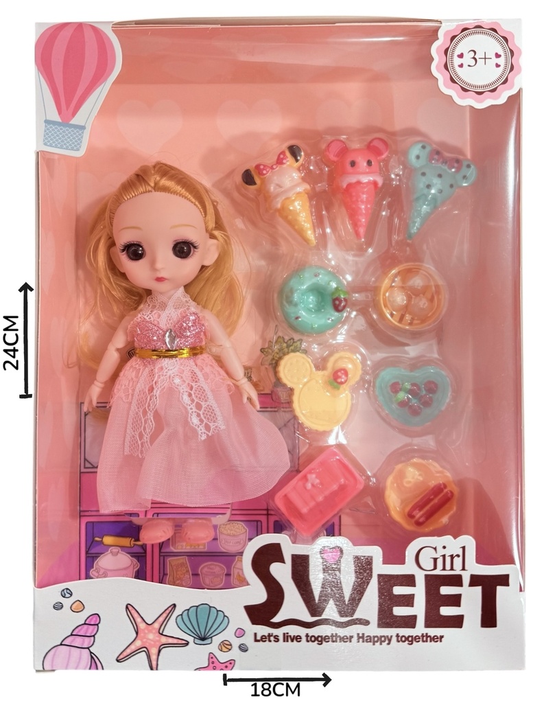 Muñeca Dulces Con Accesorios En Caja