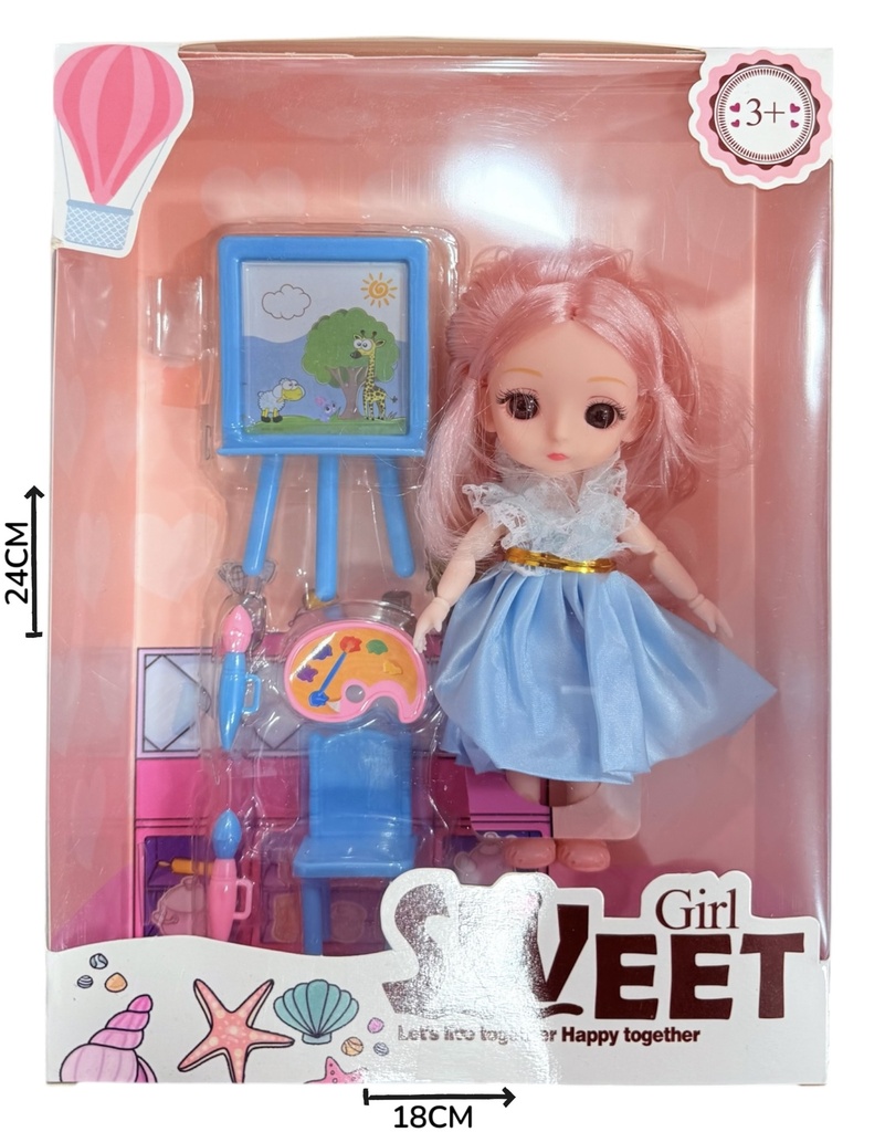Muñeca Arte Con Accesorios En Caja