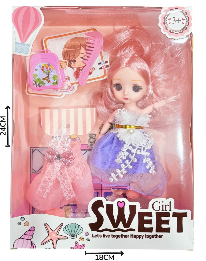 Muñeca Vestido Con Accesorios En Caja