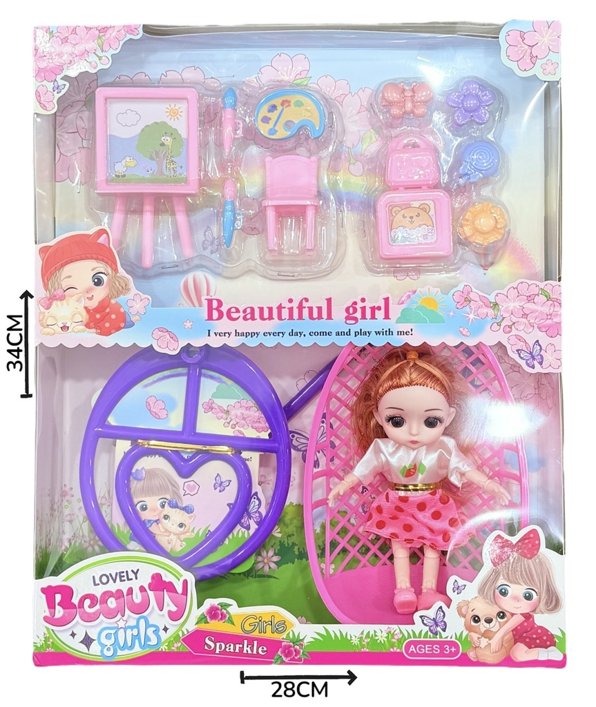 Muñeca Con Sillita Y Accesorios En Caja