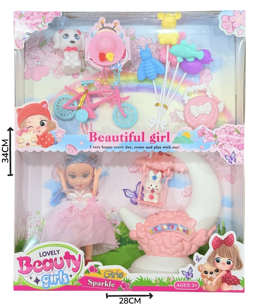 Muñeca Con Luna Y Accesorios En Caja