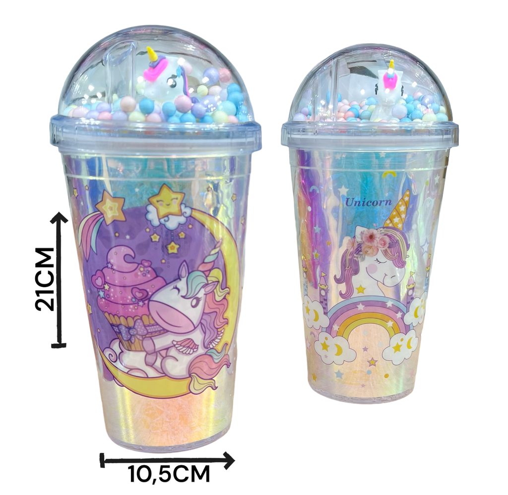 Vaso Cantimplora Unicornio Bolitas De Color