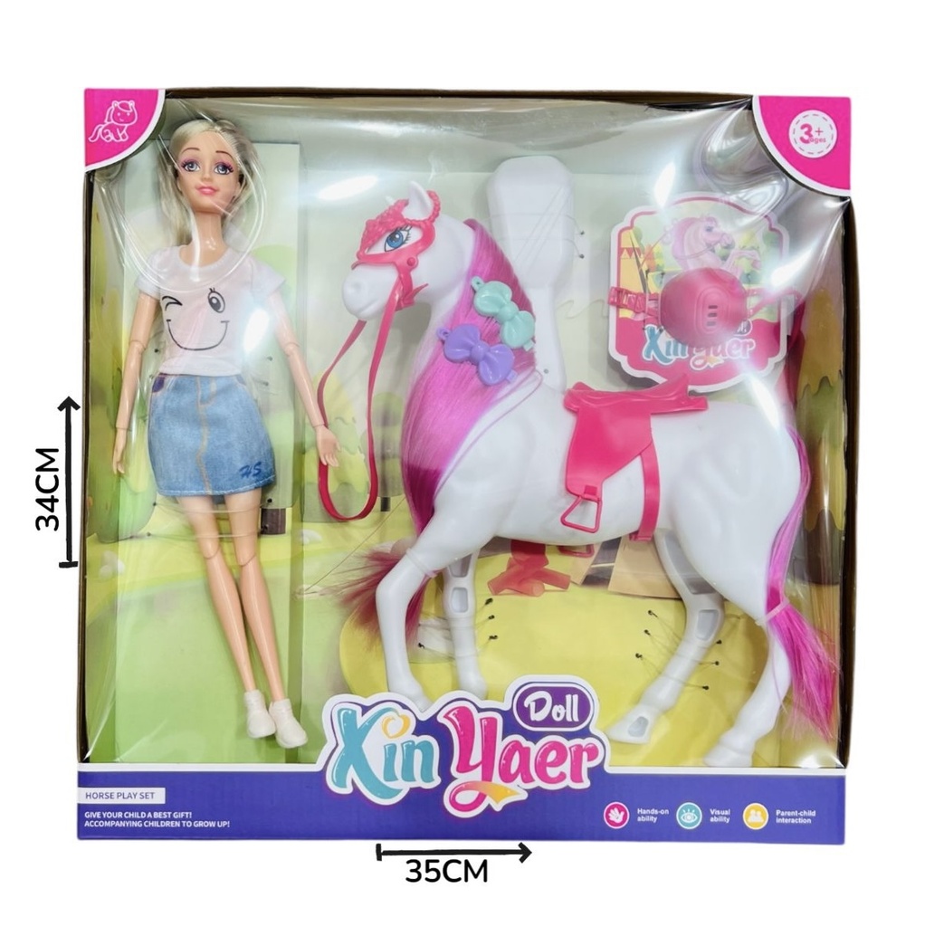 Muñeca Articulada Con Caballo