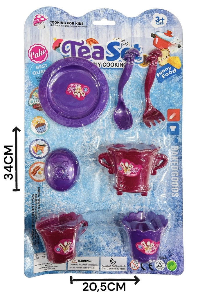 370909 Set Cocina Juego De Te Con 2 Tacitas Bordo Y Violeta