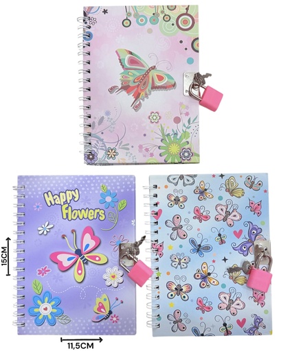 [511271] Diario Mariposa Con Candado