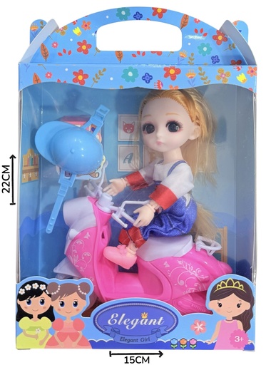 [622944] Muñeca En Moto Con Accesorios En Caja