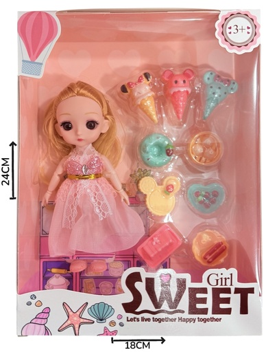 [622945] Muñeca Dulces Con Accesorios En Caja