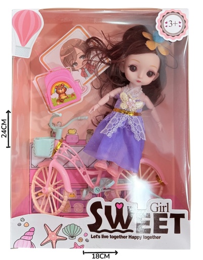 [622939] Muñeca Con Bicicleta Y Accesorios En Caja