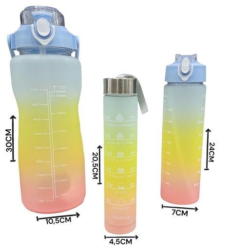 [510912] Botella Cantimplora X 3 200Ml/700/Ml/2000Ml