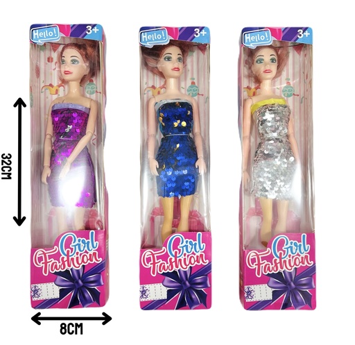 [HWB190775] 370139 MuÑEca Vestido Lentejuelas En Caja