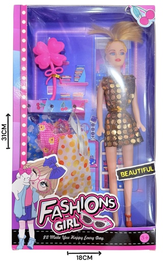 [610865] MuÑEca Moda C/Accesorios Hwb208060