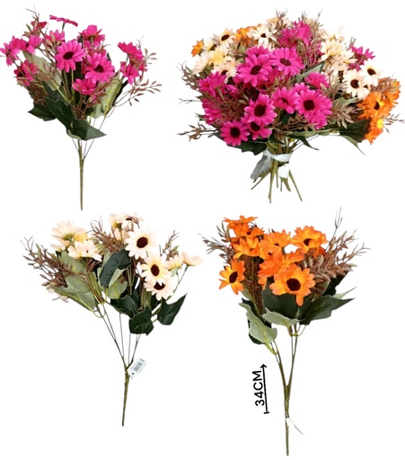 [511037] Flor Dieciocho Margaritas PequeÑAs Rama 34 Cm