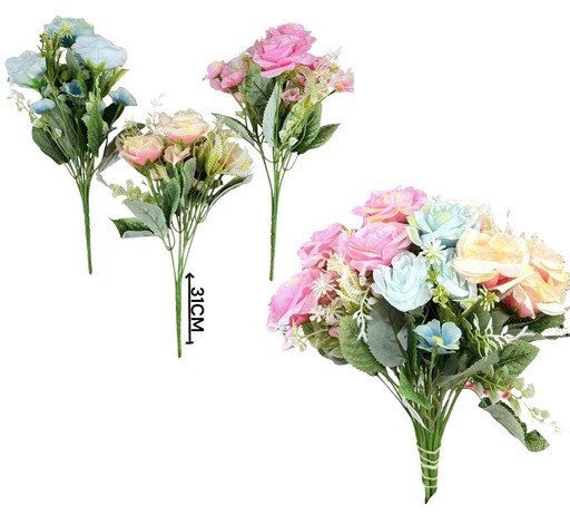 [511030] Flor Rosa De 7 Puntas Rama 13 Flores